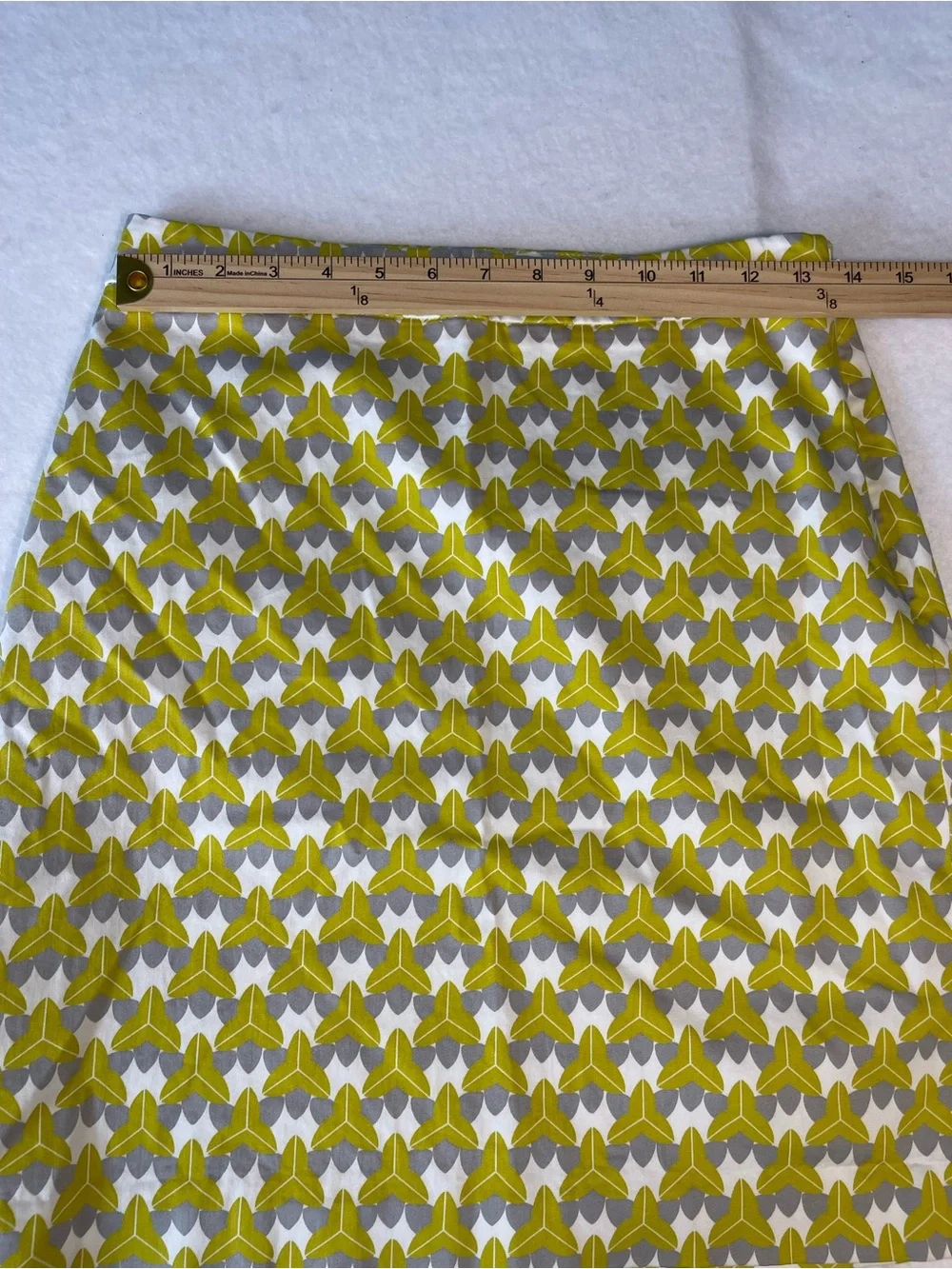 Banana Republic Milly Collection Geometric Print A-Line Skirt Size 2 Yellow Gray